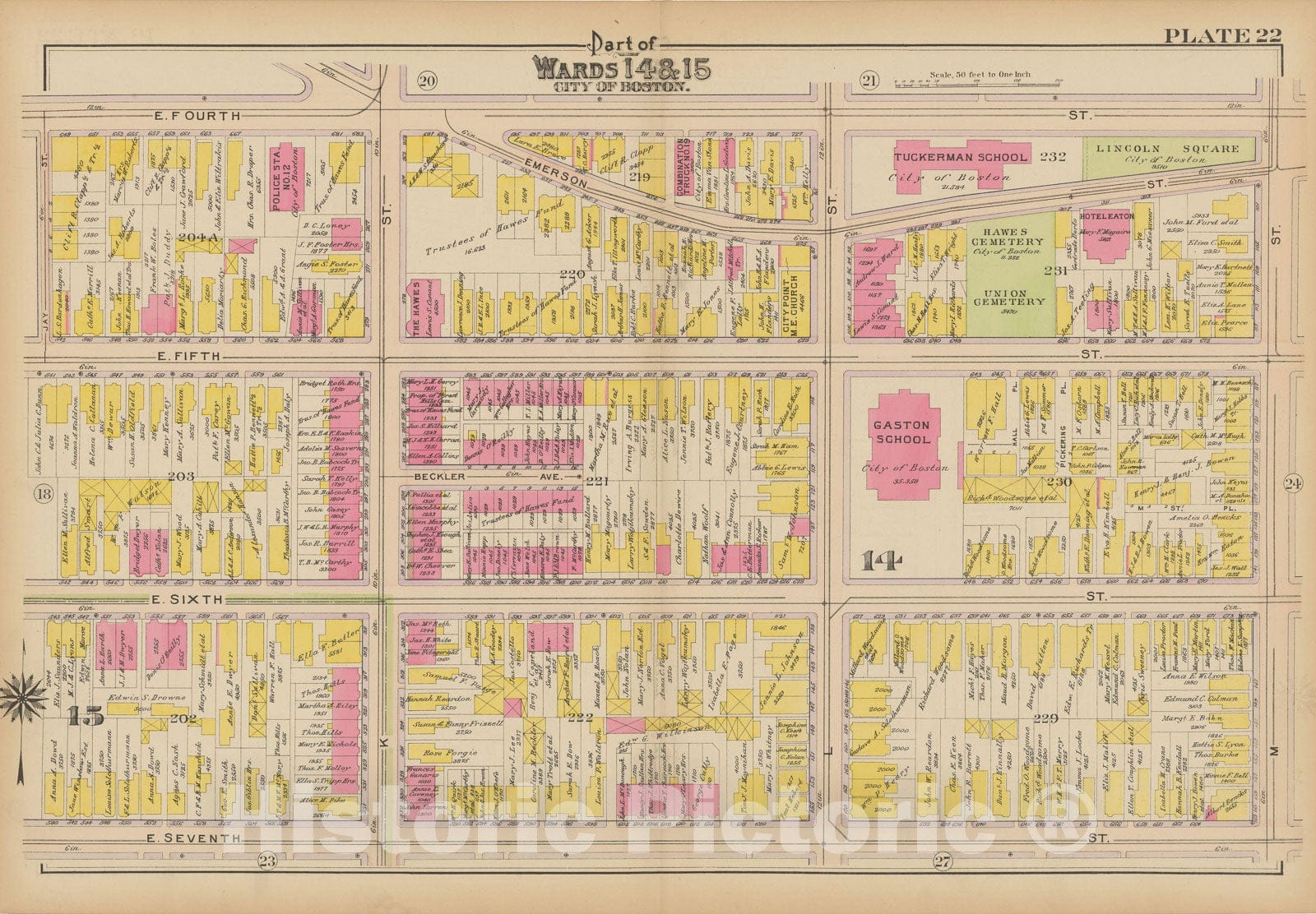 Historic Map : Atlas of South Boston, South Boston 1910 Plate 022 , Vintage Wall Art