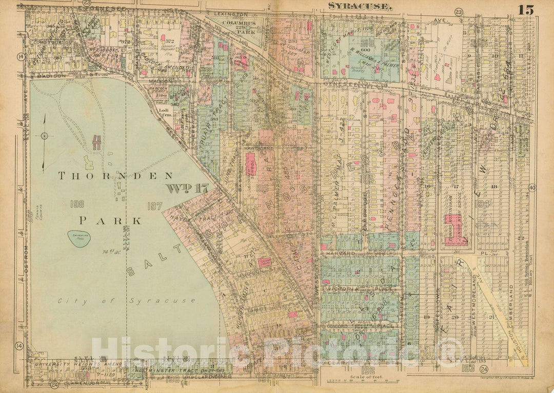 Historic Map : Atlas City of Syracuse, NY and Suburbs, Syracuse 1924 Plate 015 , Vintage Wall Art