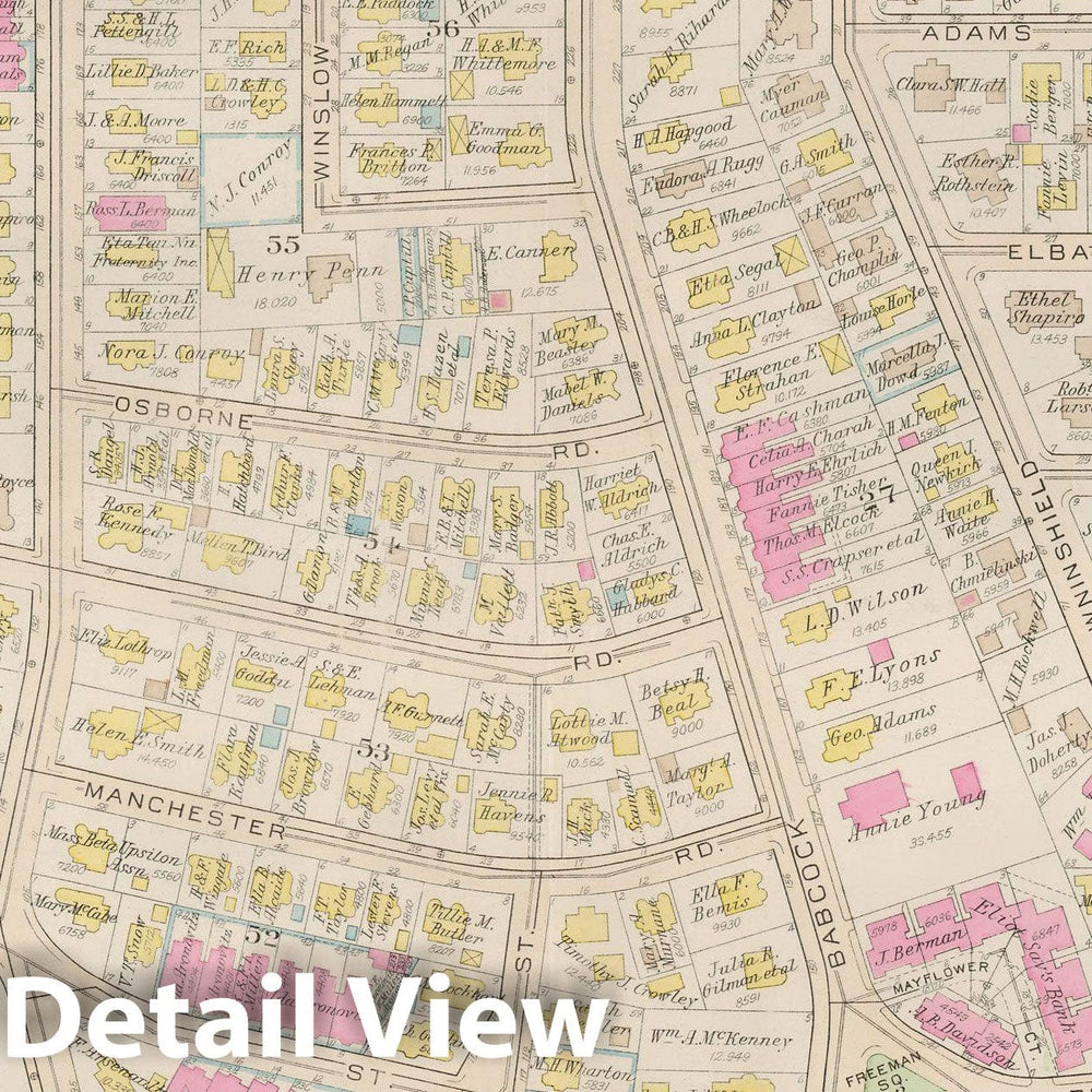 Historic Map : Atlas Town of Brookline, Brookline 1927 Plate 006 , v2, Vintage Wall Art