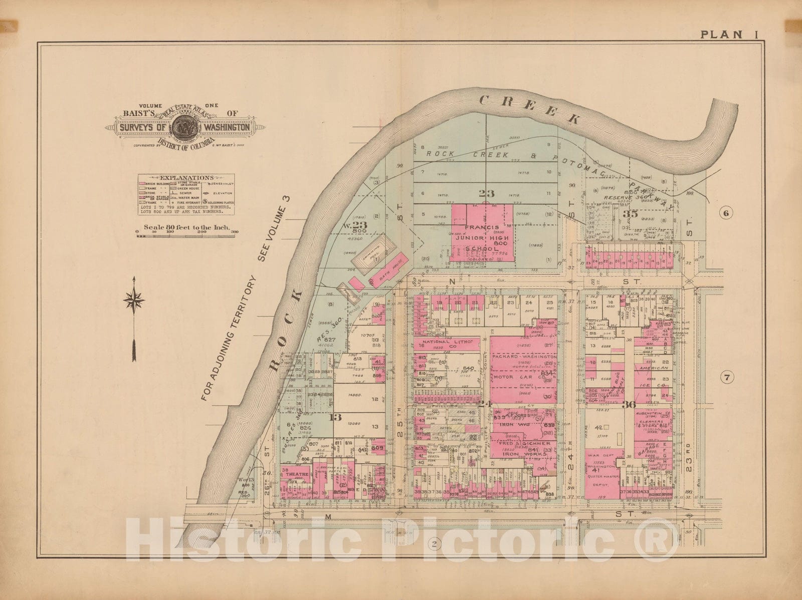Historic Map : Atlas of Washington D.C. Volume 1 (Inner NW), Washington 1939 Plate 001 , Vintage Wall Art
