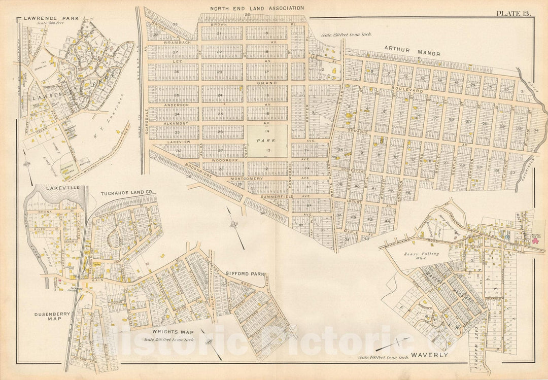 Historic Map : Atlas of Westchester County, Eastchester 1901 Plate 013 , Vintage Wall Art