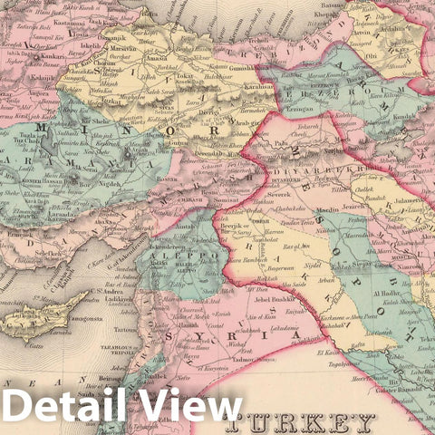 Historic Map : Turkey in Asia 1856 , Colton's Atlas World , Vintage Wall Art