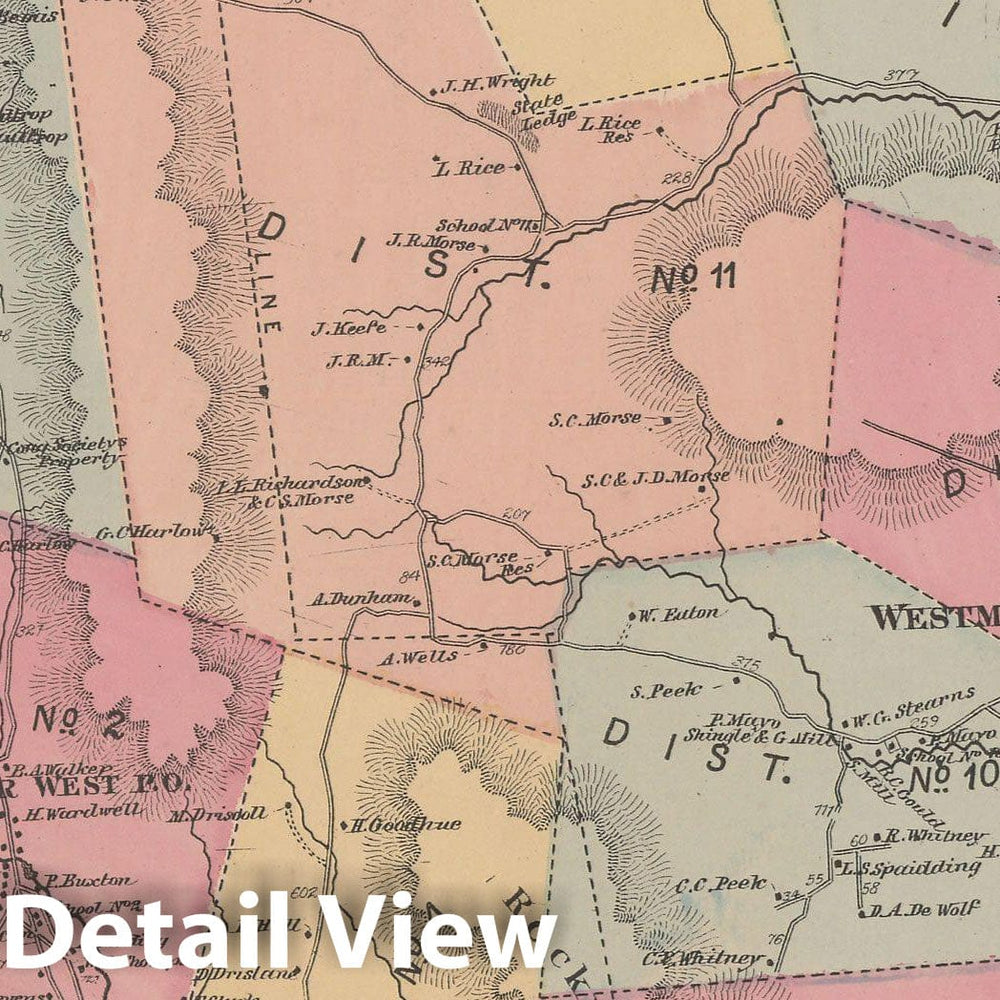 Historic Map : Atlas of Windham County, VT, Westminster 1869 , Vintage Wall Art