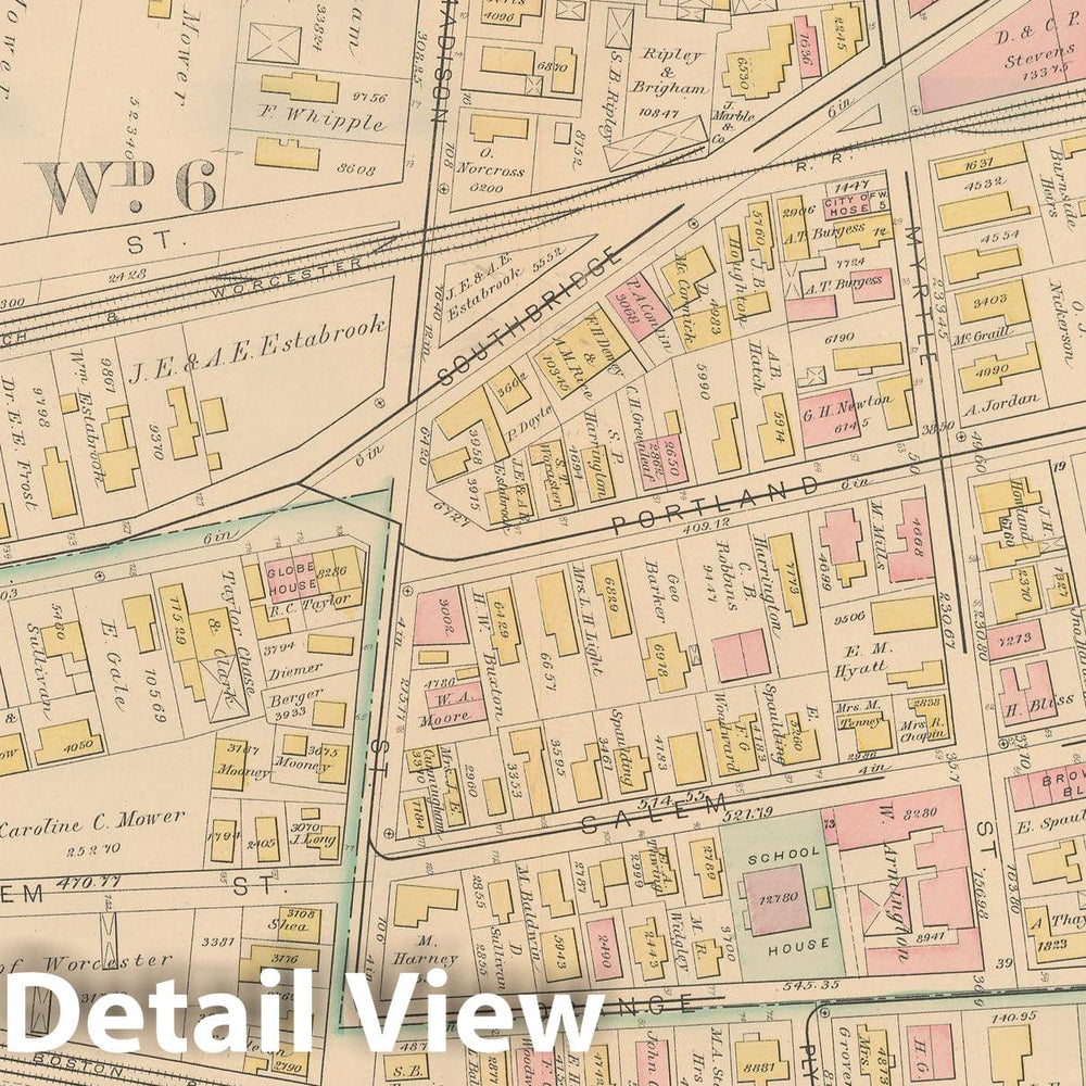 Historic Map : Atlas City of Worcester, MA, Worcester 1886 Plate 002 , Vintage Wall Art
