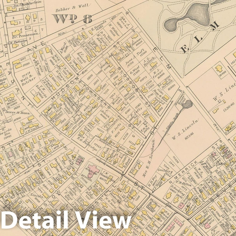 Historic Map : Atlas City of Worcester, MA, Worcester 1886 Plate 024 , Vintage Wall Art
