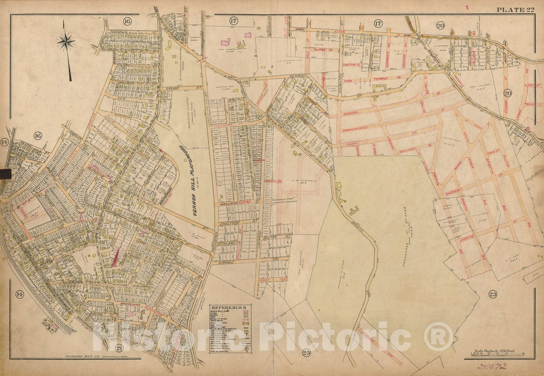 Historic Map : Atlas City of Worcester, Worcester 1911 Plate 022 , Vintage Wall Art