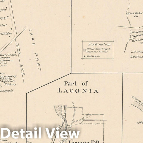 Historic Map : Gilmanton & Laconia 1892 , Town and City Atlas State of New Hampshire , Vintage Wall Art