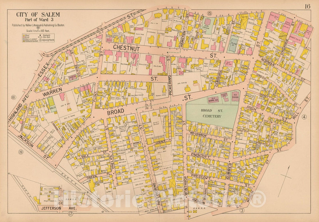 Historic Map : Atlas City of Salem, Salem 1911 Plate 016 , Vintage Wall Art