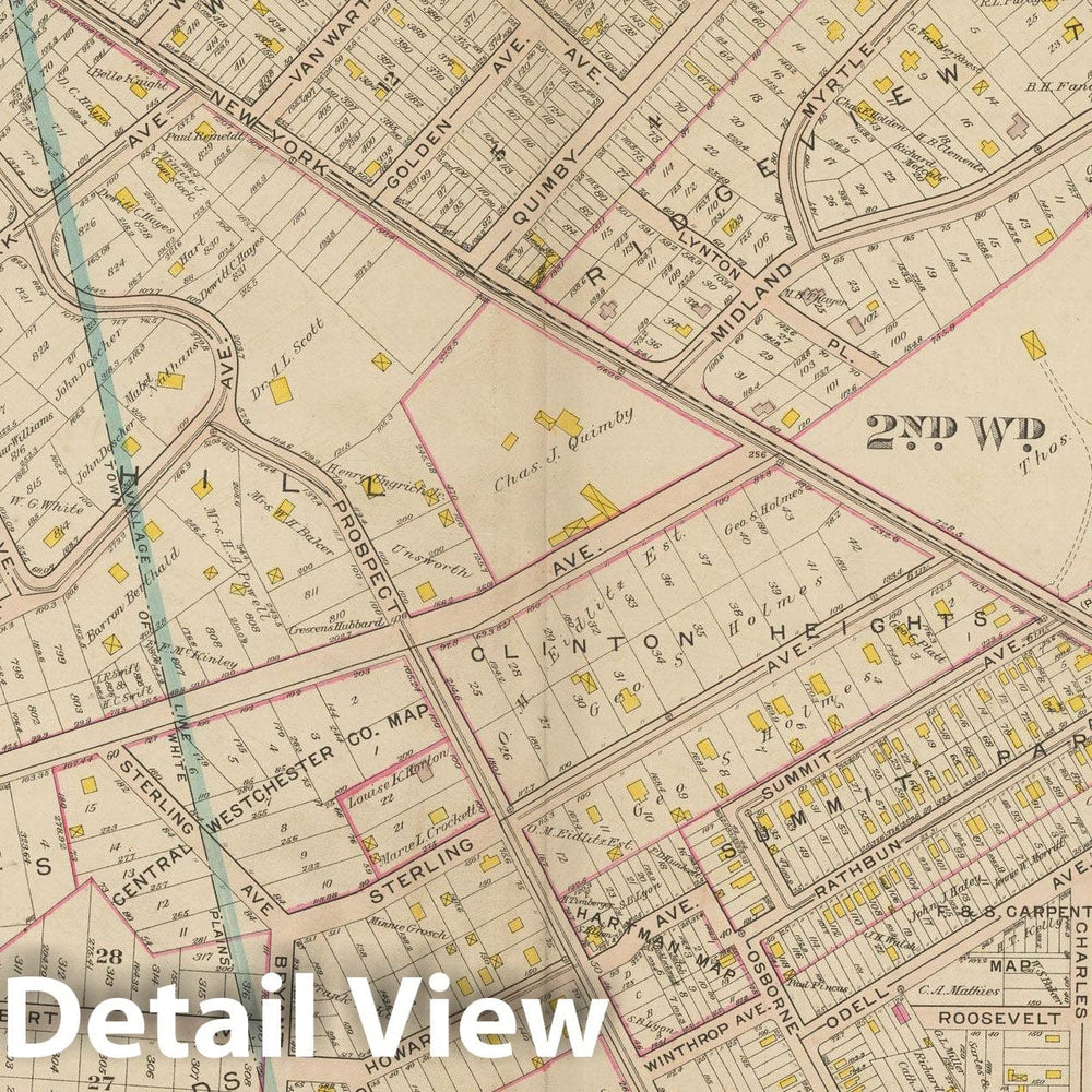 Historic Map : Atlas of Westchester County, NY, Vol. 1, White Plains 1910 Plate 004 , Vintage Wall Art