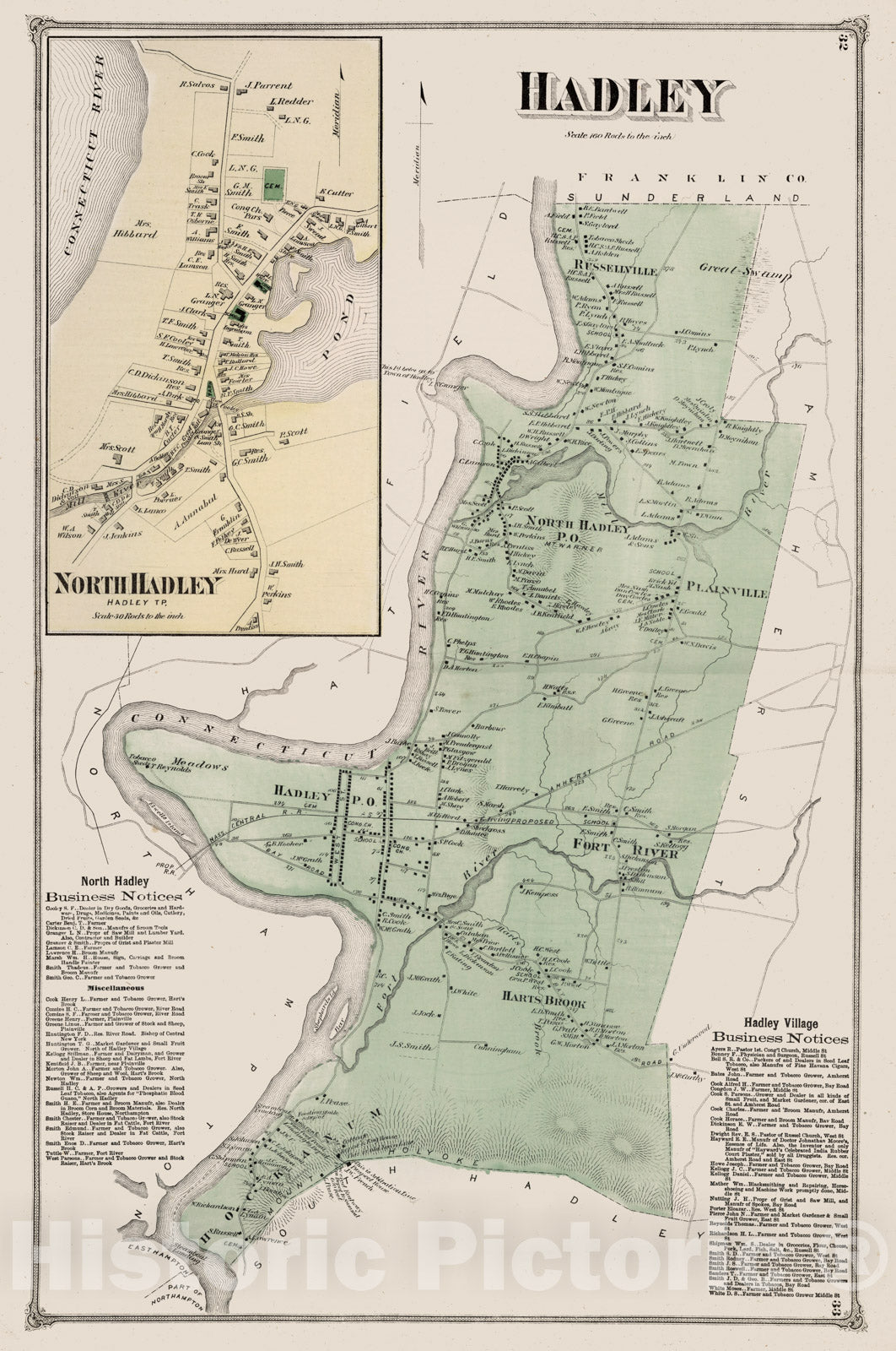 Historic Map : Atlas of Hampshire County Massachusetts, Hadley 1873 ...