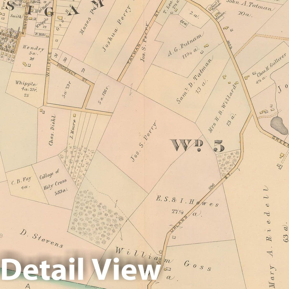 Historic Map : Atlas City of Worcester, MA, Worcester 1886 Plate 026 , Vintage Wall Art