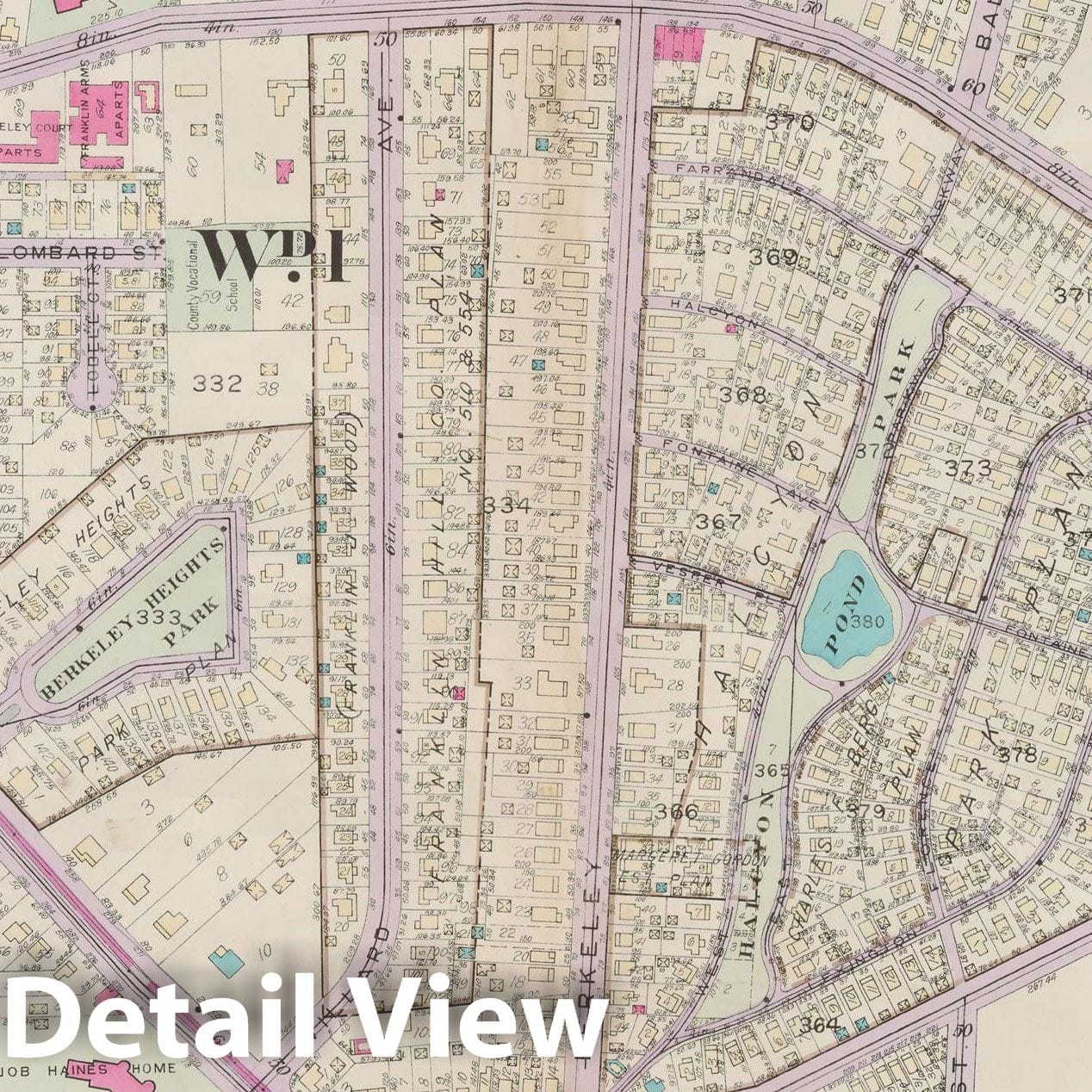 Historic Map : Atlas of Bloomfield, Belleville and Nutley; Essex County Vol D, Bloomfield 1932 Plate 005 , Vintage Wall Art