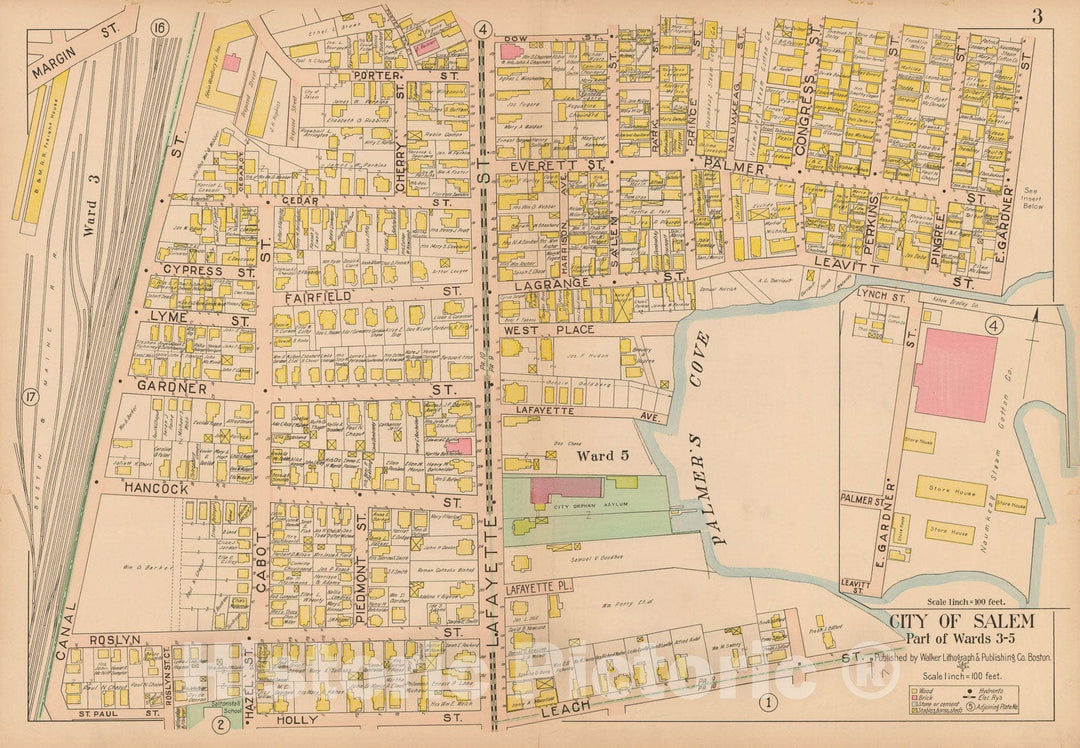Historic Map : Atlas City of Salem, Salem 1911 Plate 003 , Vintage Wall Art
