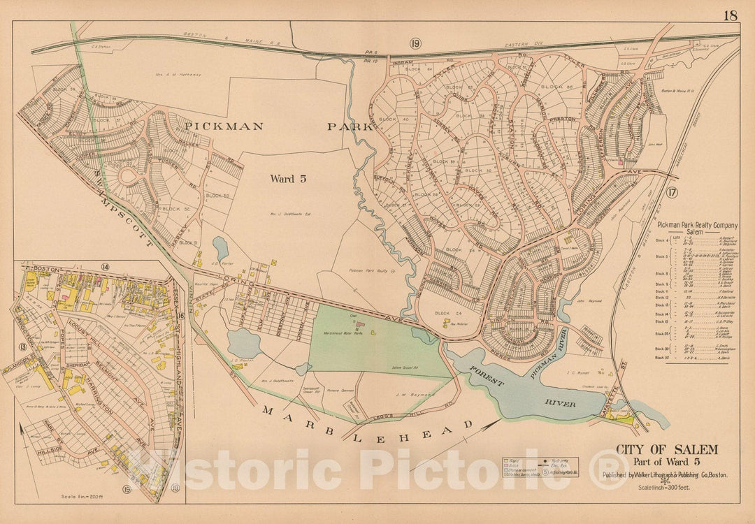 Historic Map : Atlas City of Salem, Salem 1911 Plate 018 , Vintage Wall Art