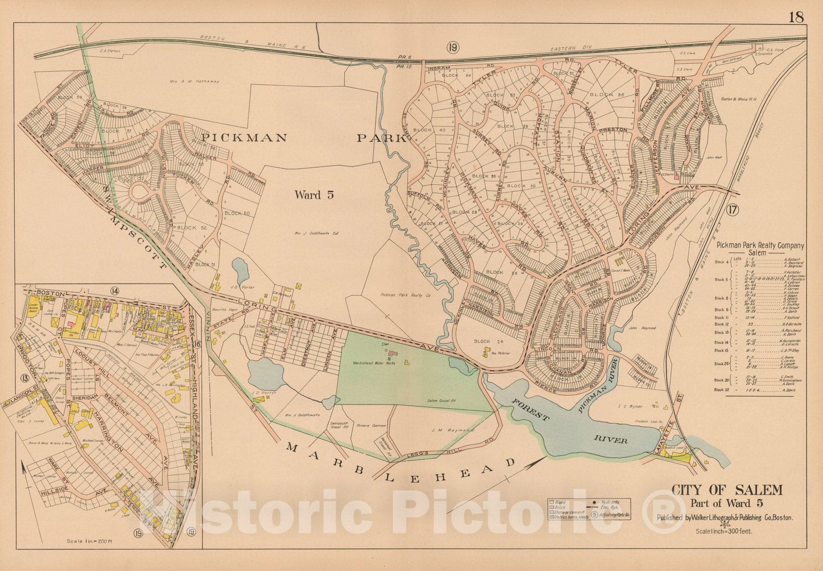 Historic Map : Atlas City of Salem, Salem 1911 Plate 018 , Vintage Wall Art
