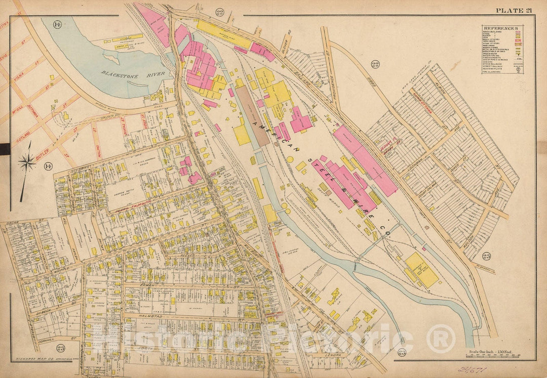 Historic Map : Atlas City of Worcester, Worcester 1911 Plate 021 , Vintage Wall Art