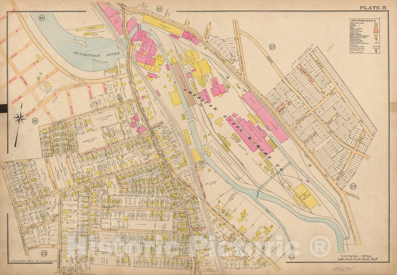 Historic Map : Atlas City of Worcester, Worcester 1911 Plate 021 , Vintage Wall Art