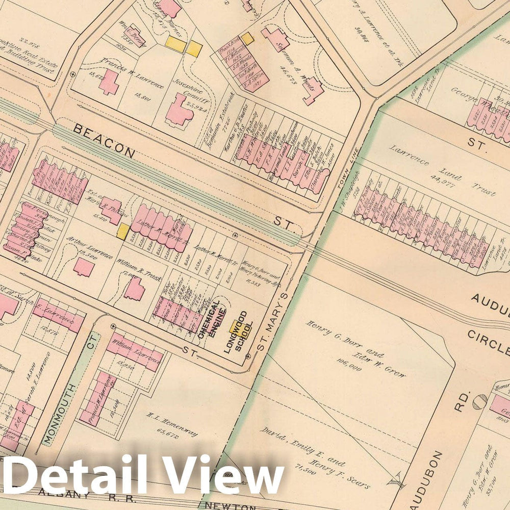 Historic Map : Atlas Town of Brookline, Brookline 1897 Plate 004 , Vintage Wall Art