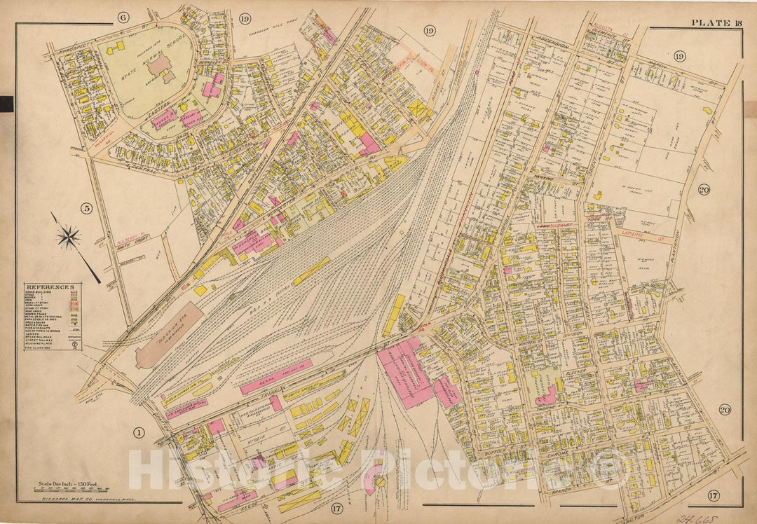 Historic Map : Atlas City of Worcester, Worcester 1911 Plate 018 , Vintage Wall Art