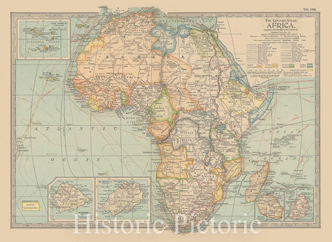Historic Map : Africa 1914 , Century Atlas of the World, v4, Vintage Wall Art