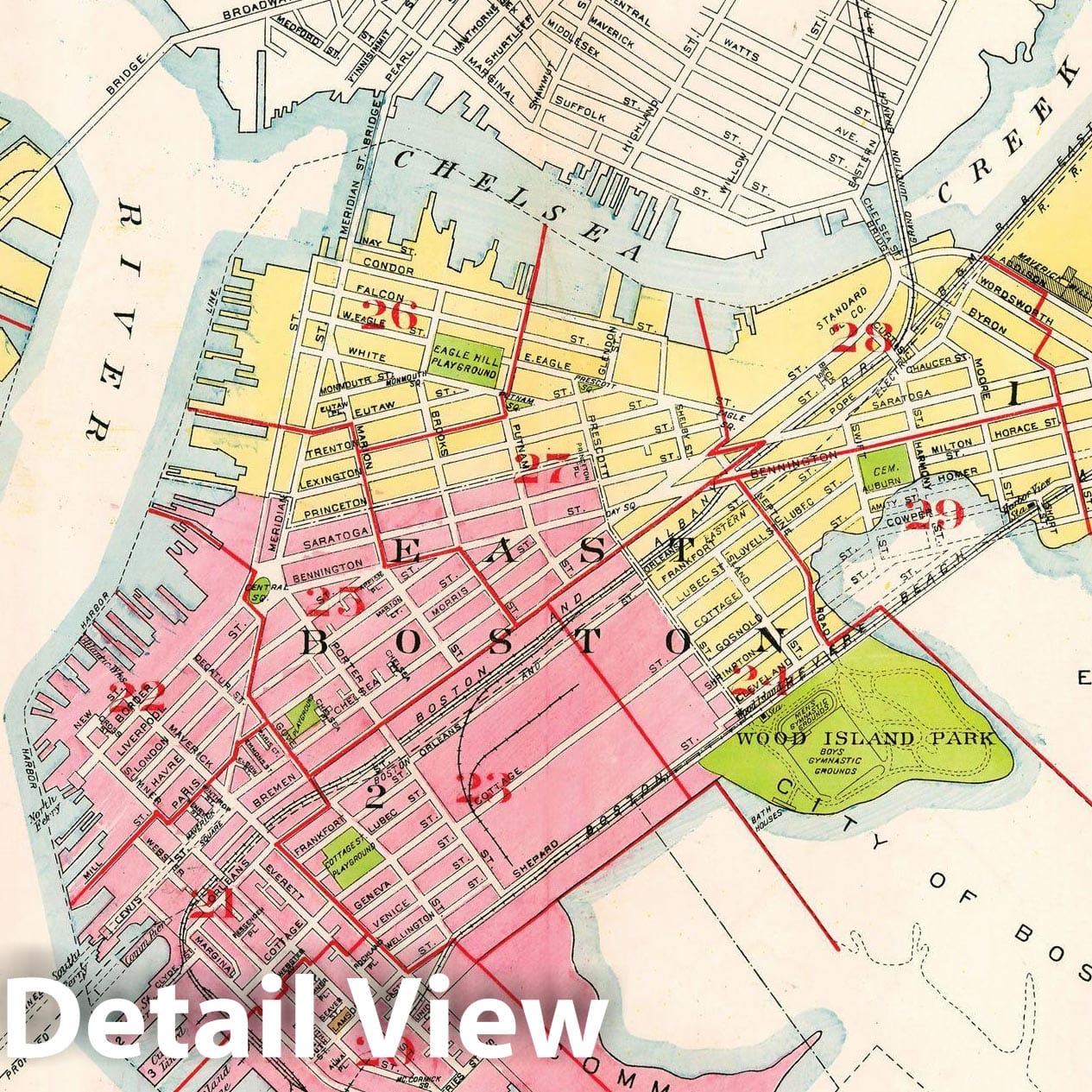Historic Map : Atlas City of Boston: Charlestown and East Boston, Charlestown & East Boston 1922 Index Plate , Vintage Wall Art