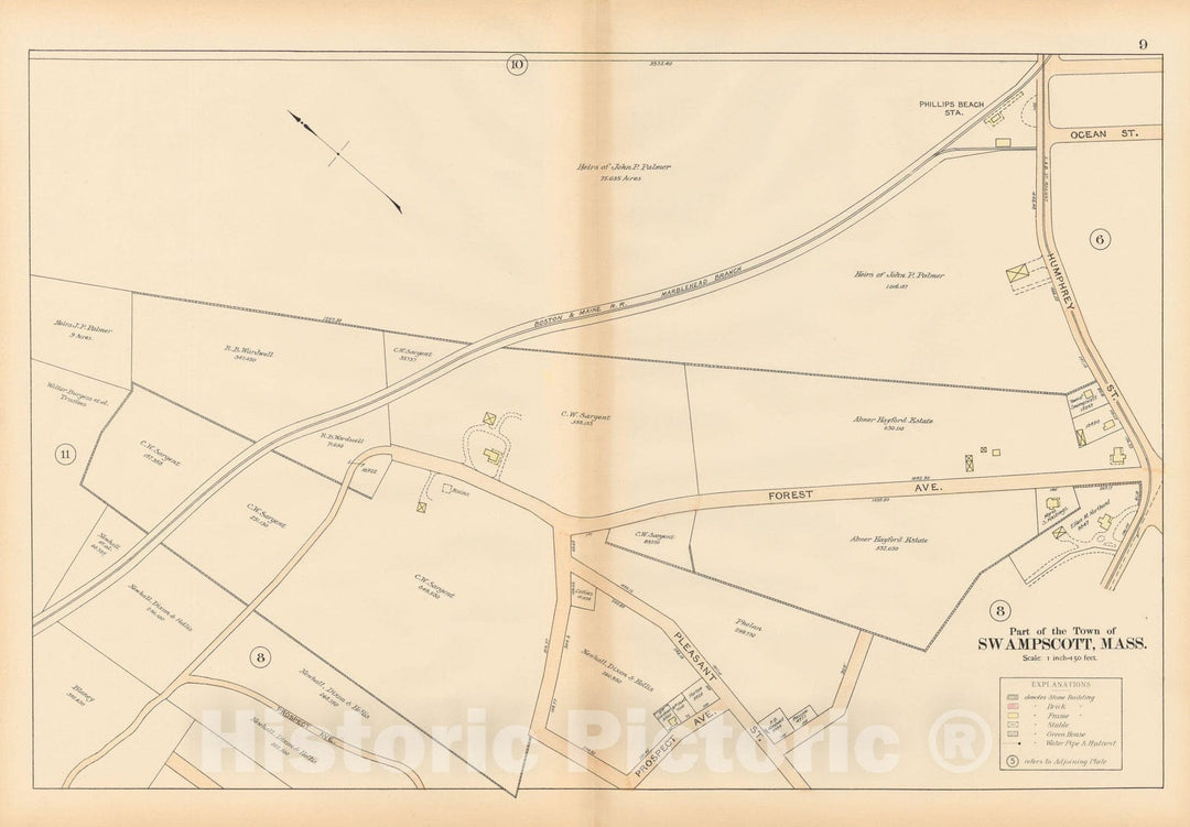 Historic Map : Atlas of Town of Swampscott, Swampscott 1897 Plate 009 , Vintage Wall Art
