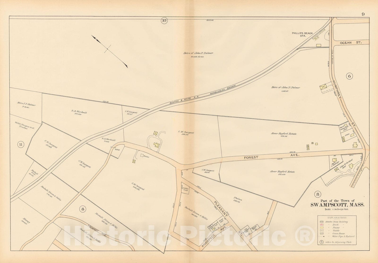 Historic Map : Atlas of Town of Swampscott, Swampscott 1897 Plate 009 , Vintage Wall Art
