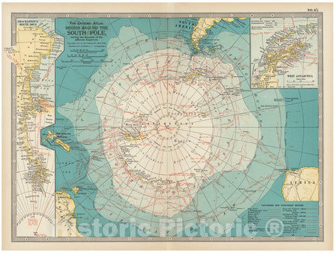 Historic Map : Antarctica 1914 , Century Atlas of the World, Vintage Wall Art