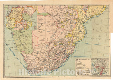 Historic Map : Southern Africa Steamship Routes 1890 , Vintage Wall Art