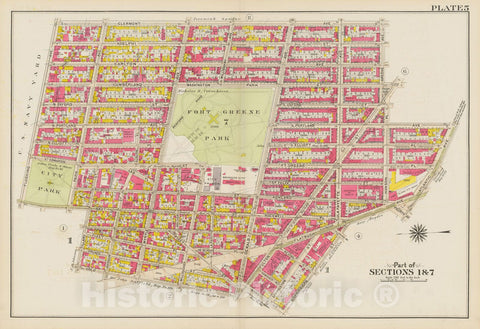 Historic Map : Vol. 1, Brooklyn 1908 Plate 005 , Atlas Borough of Brooklyn , Vintage Wall Art