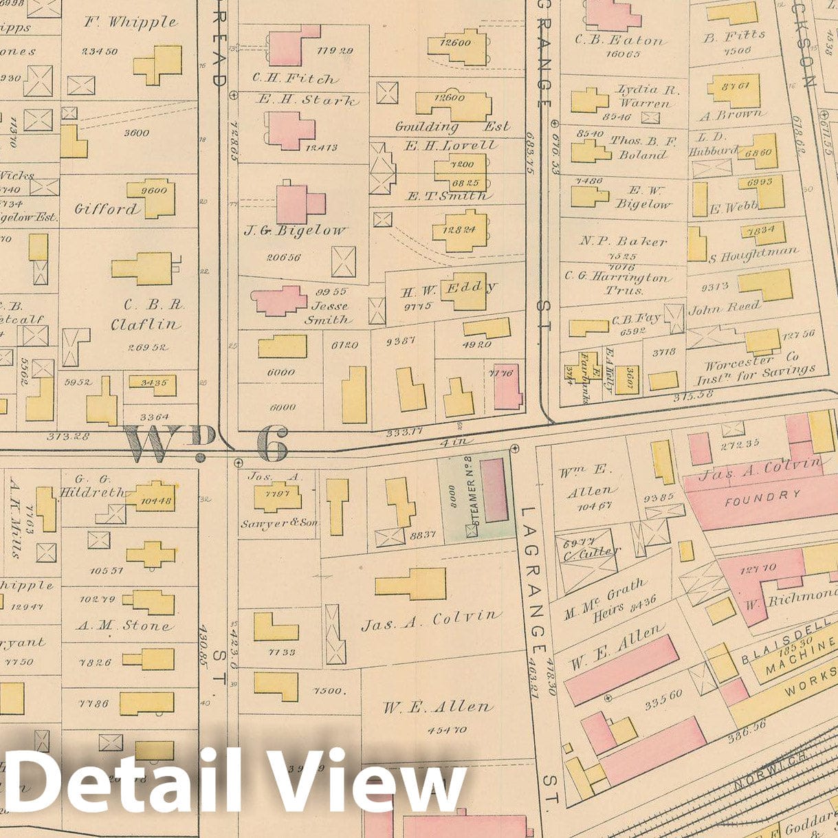 Historic Map : Atlas City of Worcester, MA, Worcester 1886 Plate 001 , Vintage Wall Art