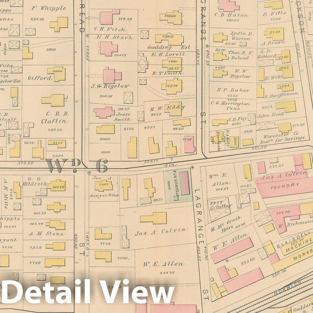 Historic Map : Atlas City of Worcester, MA, Worcester 1886 Plate 001 , Vintage Wall Art