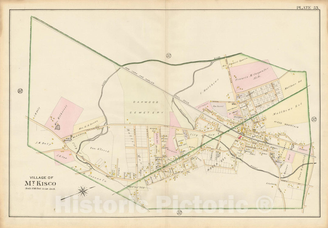 Historic Map : Atlas of Westchester County, Mount Kisco 1901 Plate 053 , Vintage Wall Art