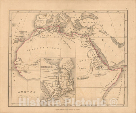 Historic Map : First Classical Atlas, Ancient Africa 1849 , Vintage Wall Art