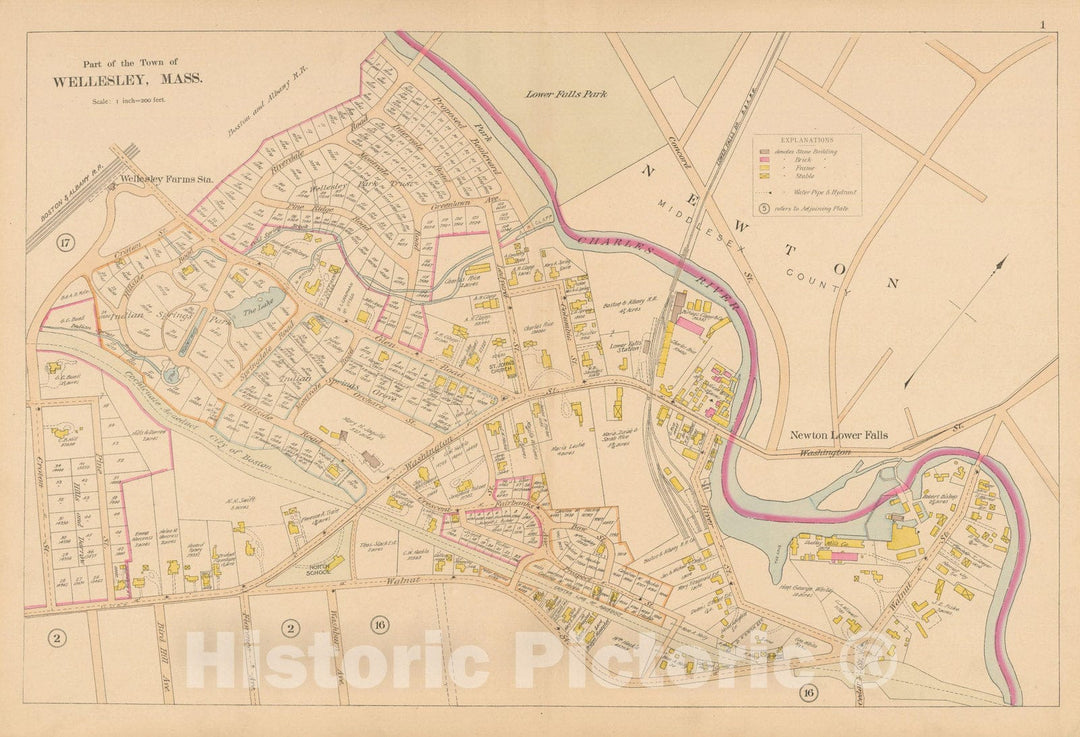 Historic Map : Atlas of Wellesley, Wellesley 1897 Plate 001 , Vintage Wall Art