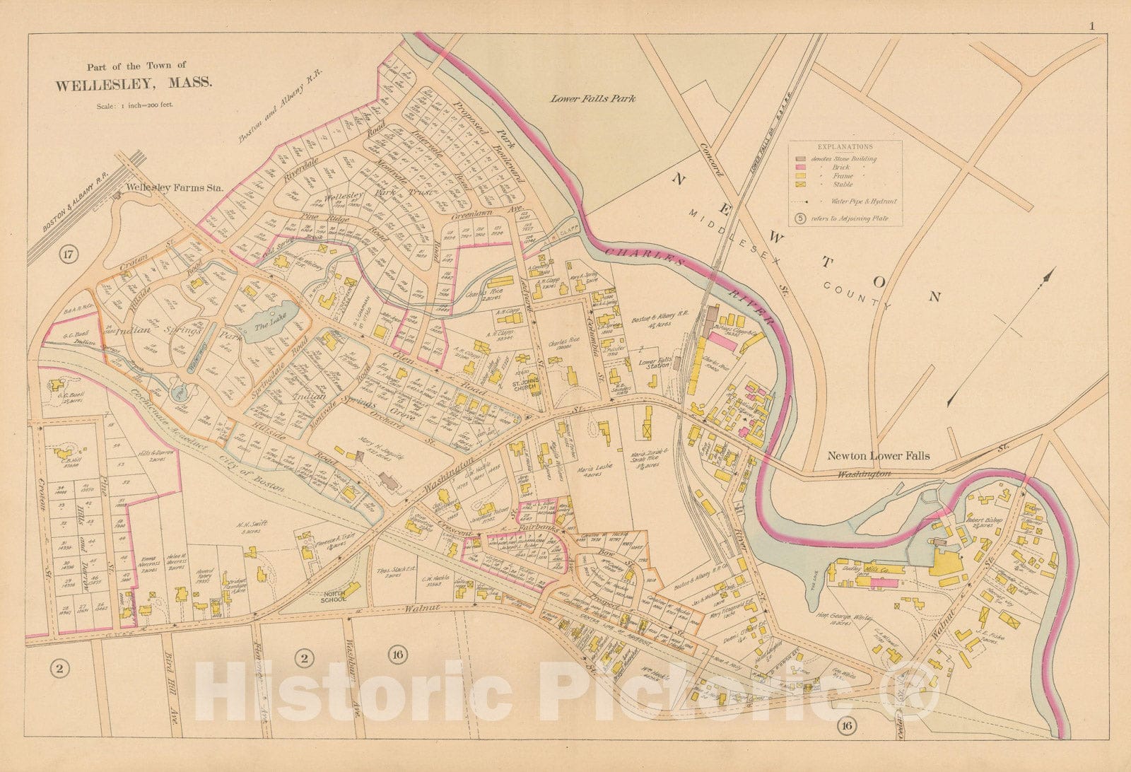 Historic Map : Atlas of Wellesley, Wellesley 1897 Plate 001 , Vintage Wall Art
