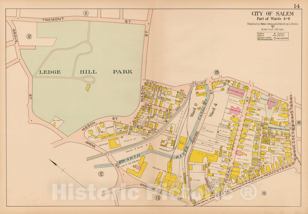 Historic Map : Atlas City of Salem, Salem 1911 Plate 014 , Vintage Wall Art