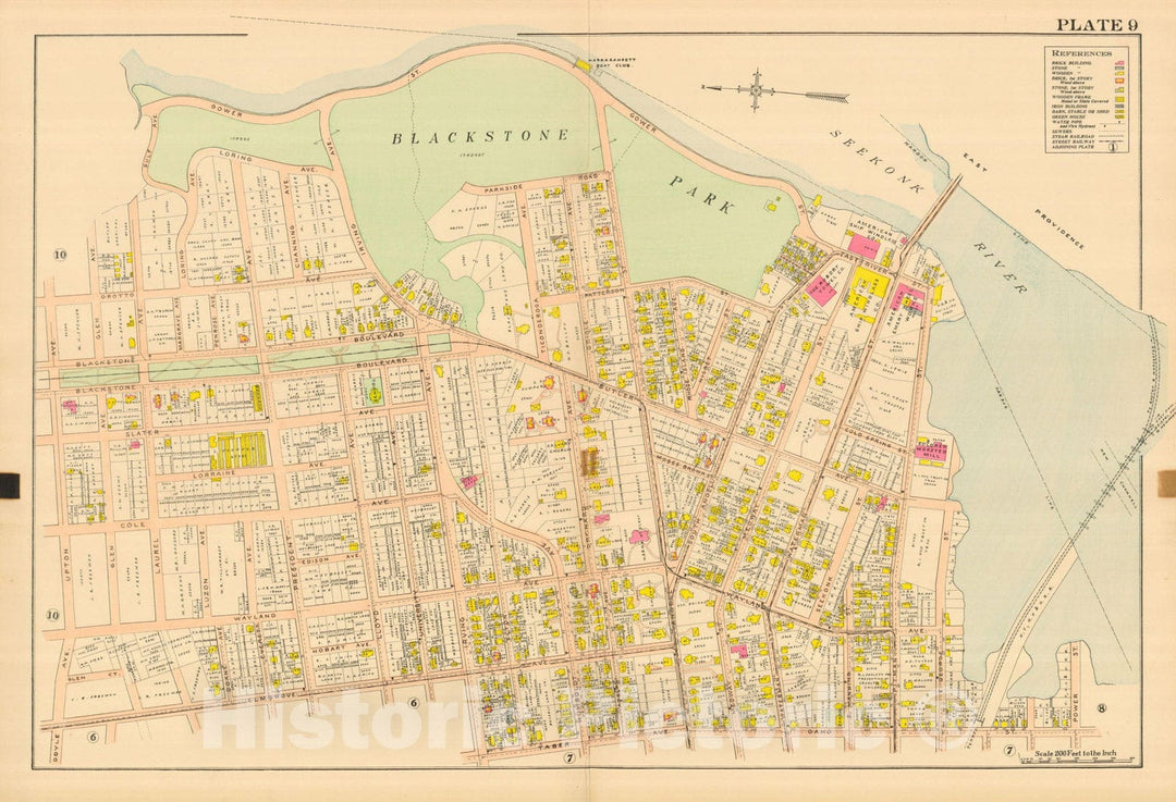 Historic Map : Atlas City of Providence Rhode Island, Providence 1908 Plate 009 , Vintage Wall Art