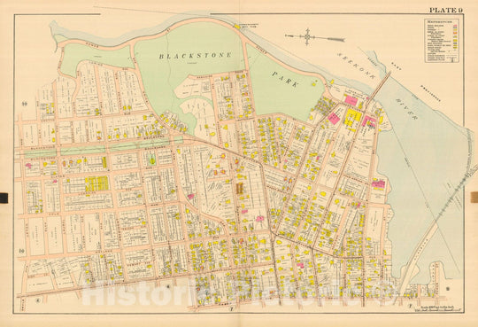 Historic Map : Atlas City of Providence Rhode Island, Providence 1908 Plate 009 , Vintage Wall Art