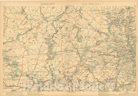Historic Map : Atlas of Massachusetts, Metro West Boston 1904 , Vintage Wall Art