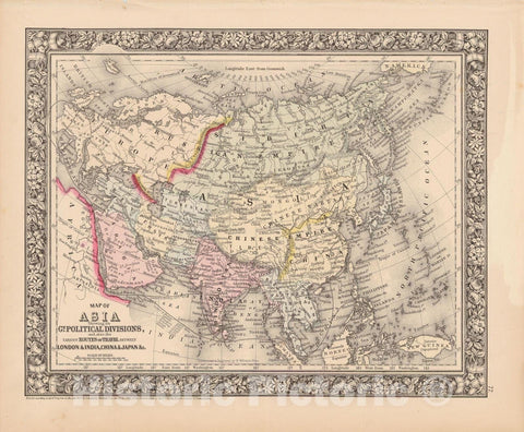 Historic Map : Asia 1864 , New General (World) Atlas , Vintage Wall Art