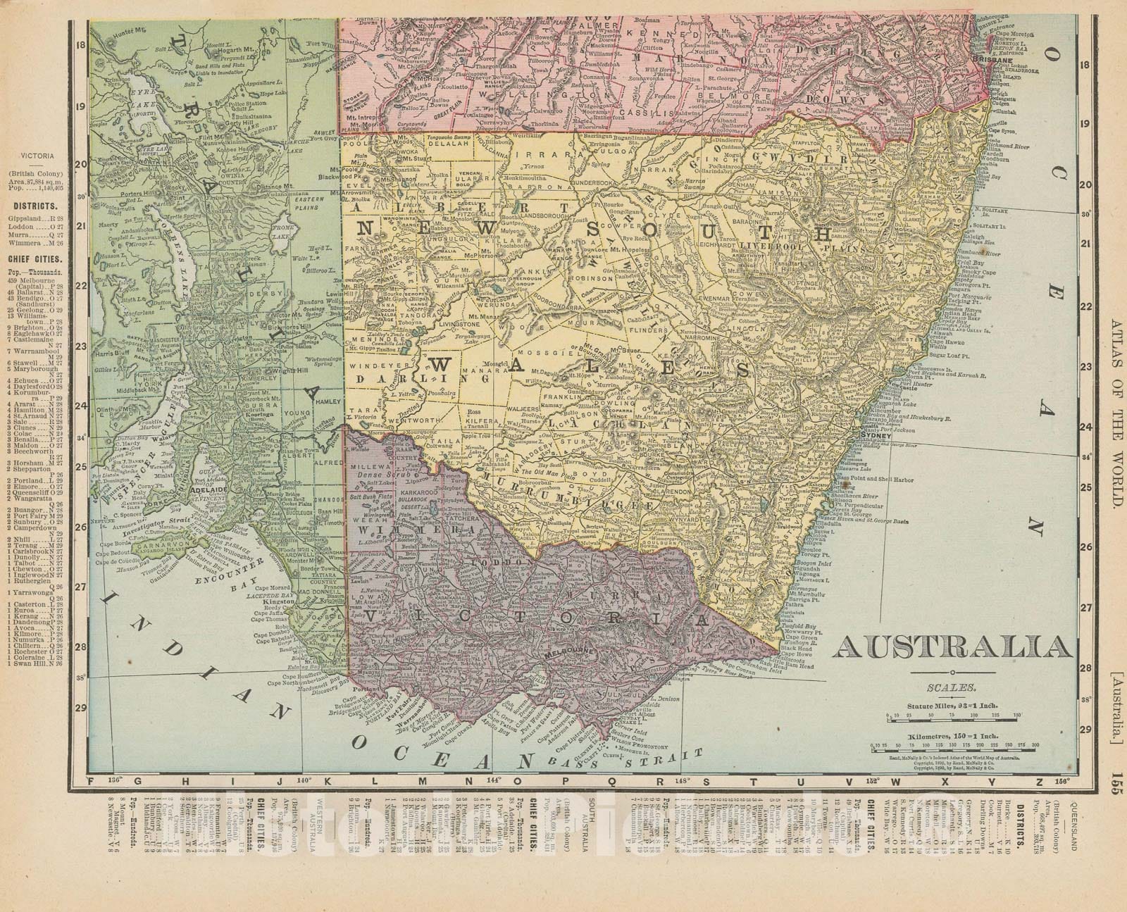 Historic Map : Australia 1900 , Universal Atlas World , v2, Vintage Wall Art