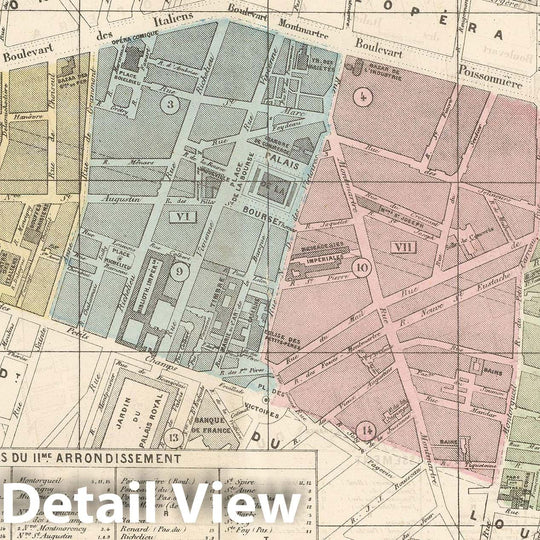 Historic Map : Europe, Paris 1860 2nd Arrondissement , Vintage Wall Art