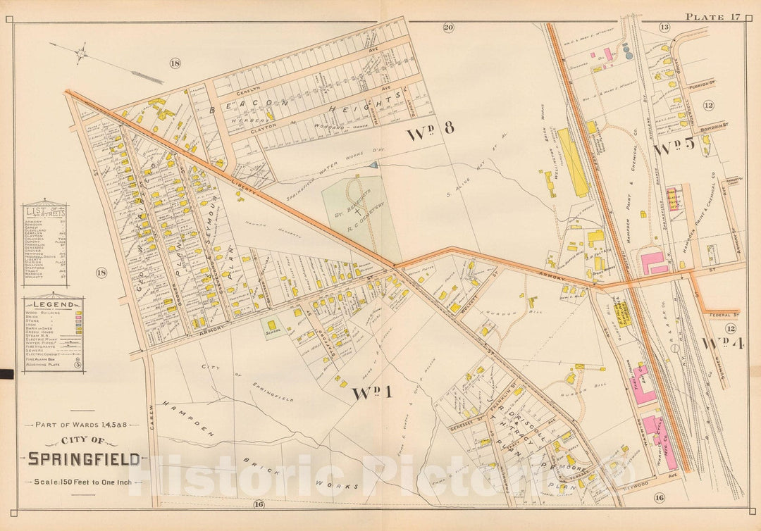 Historic Map : Atlas City of Springfield, Springfield 1899 Plate 017 , Vintage Wall Art