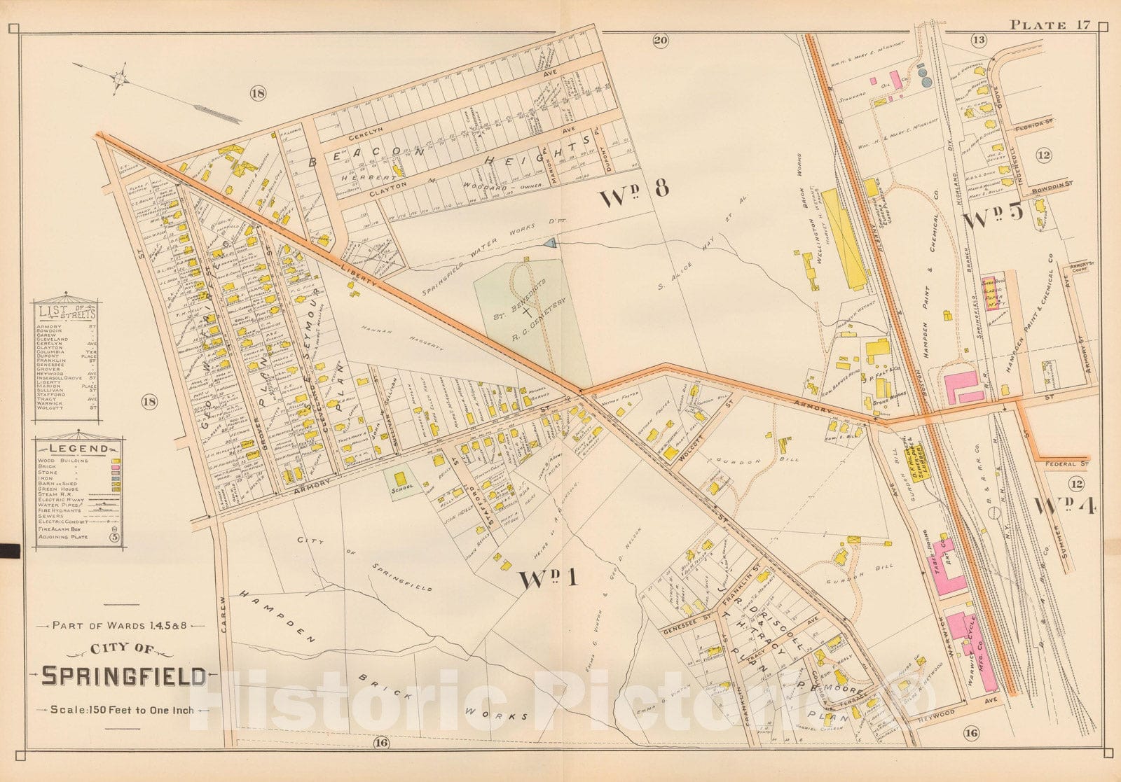 Historic Map : Atlas City of Springfield, Springfield 1899 Plate 017 , Vintage Wall Art
