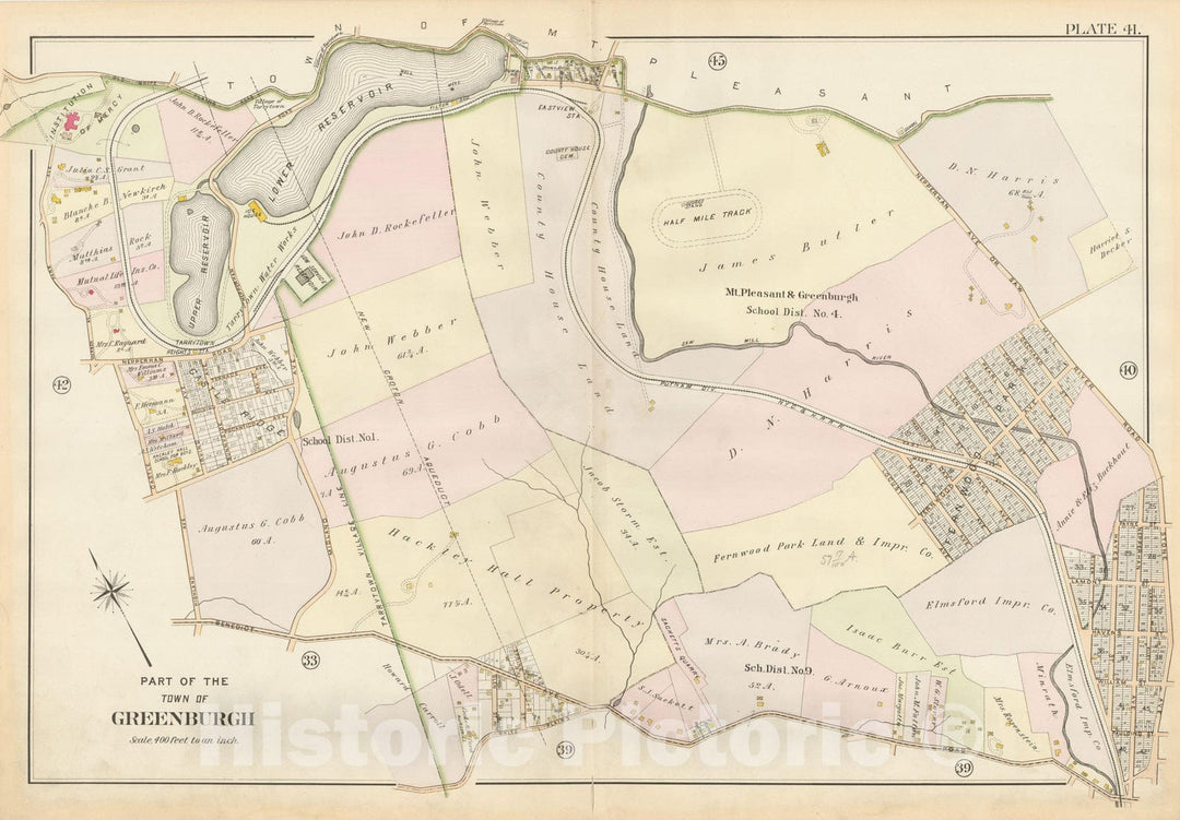 Historic Map : Atlas of Westchester County, Greenburgh 1901 Plate 041 , Vintage Wall Art