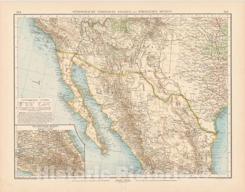 Historic Map : United States & Mexico 1899 , Andrees Allgemeiner Handatlas , Vintage Wall Art