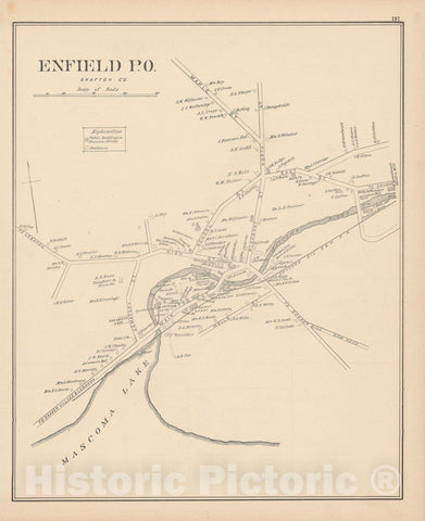 Historic Map : Enfield 1892 , Town and City Atlas State of New Hampshire , Vintage Wall Art