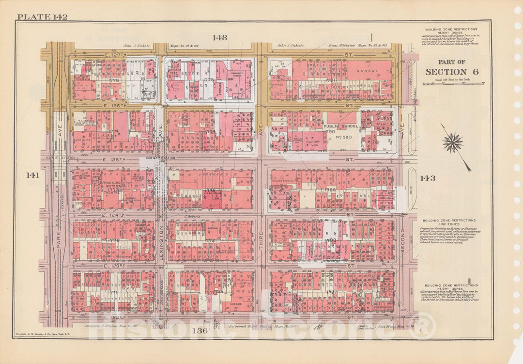 Historic Map : Manhattan Land Book 1955 - Updated Through Nov 7th, New York City 1975 Plate 142 , Vintage Wall Art