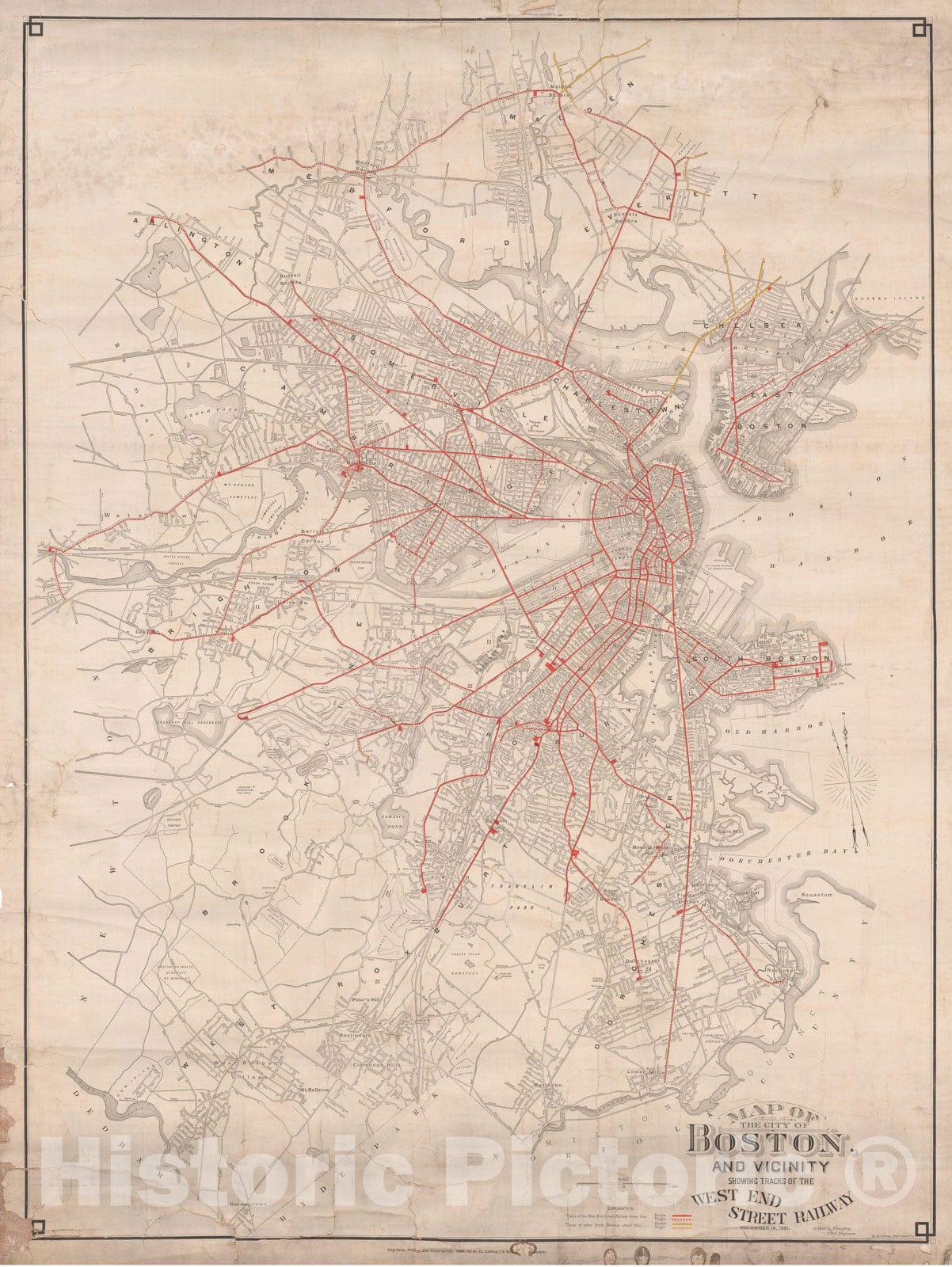 Historic Map : Greater Boston Transit Maps, Tracks of the West End Str ...